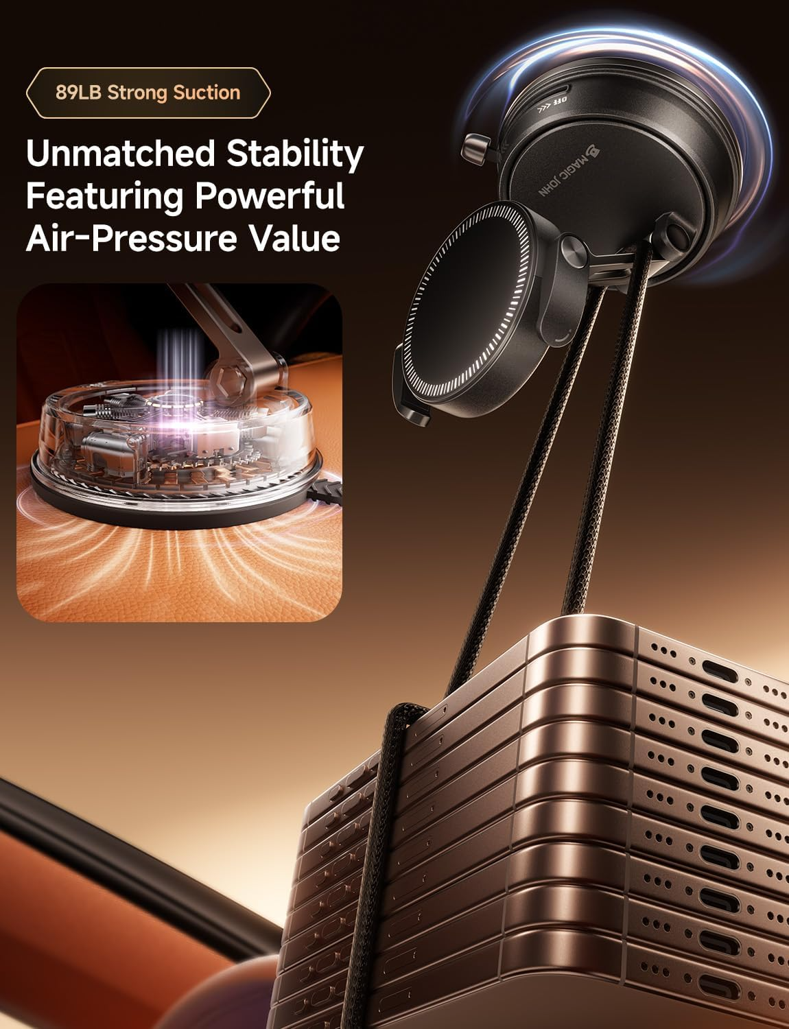 360° Rotating Adjustable Vacuum Magnetic Phone Holder