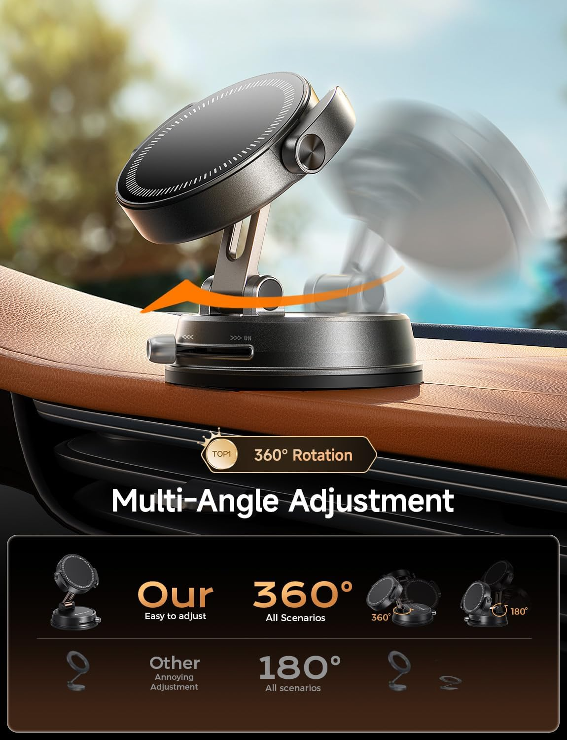 360° Rotating Adjustable Vacuum Magnetic Phone Holder