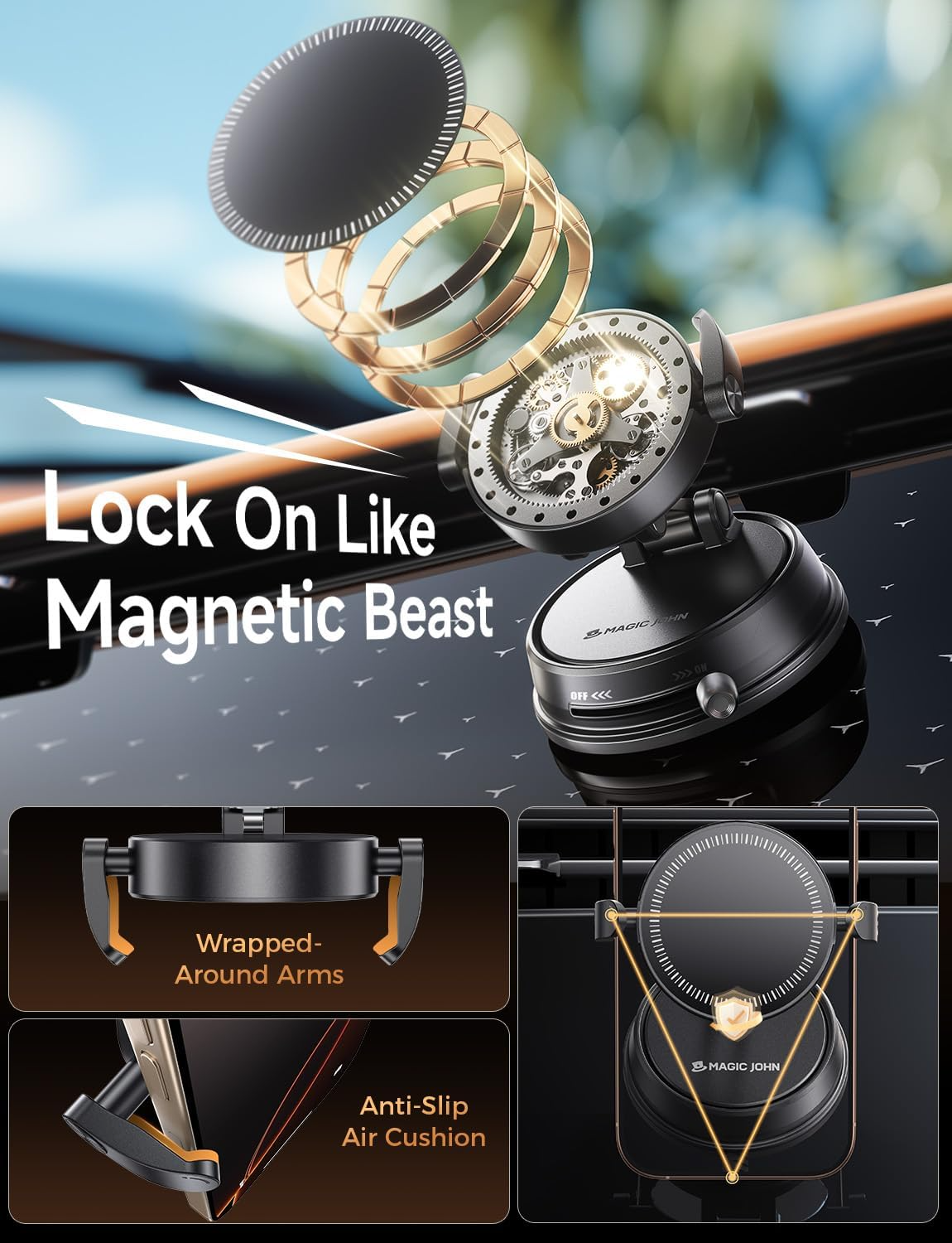 360° Rotating Adjustable Vacuum Magnetic Phone Holder