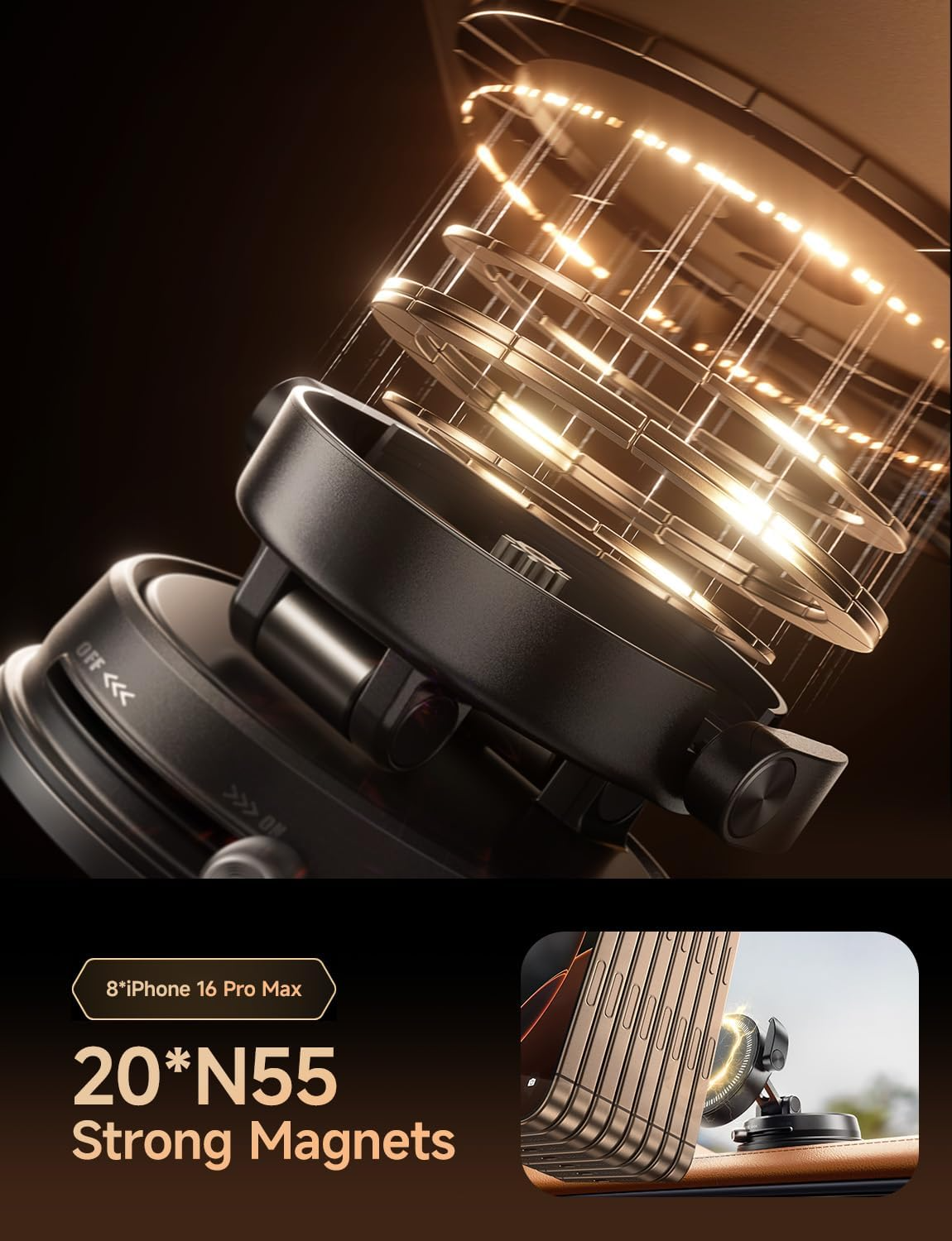 360° Rotating Adjustable Vacuum Magnetic Phone Holder