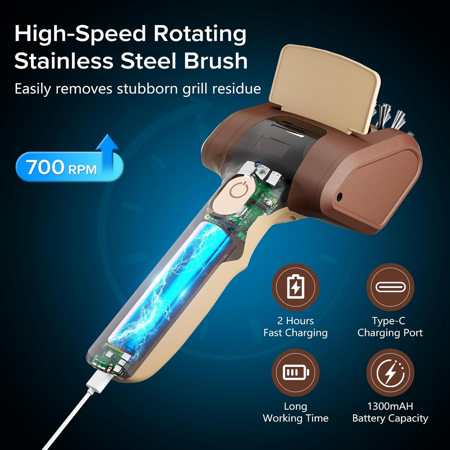 Cordless Electric Grill Cleaning Brush