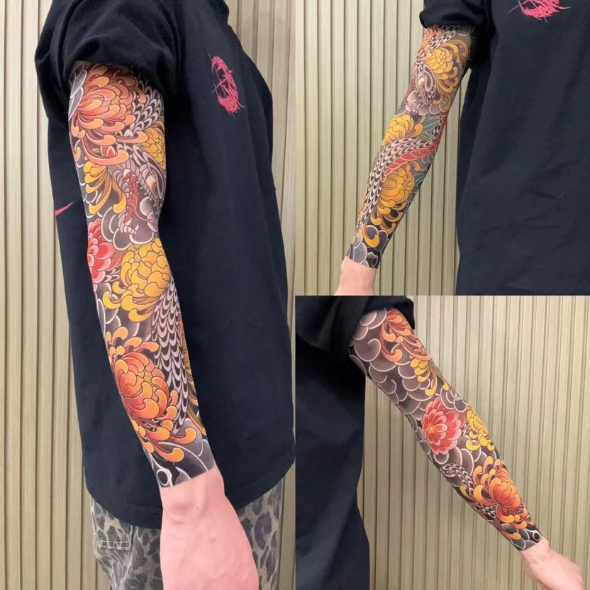 Ultra-clear Tattoo Sleeve Arm Cover Sun Protection High Elasticity Seamless Ice Sleeve UV Protection Quick-drying Arm Protection