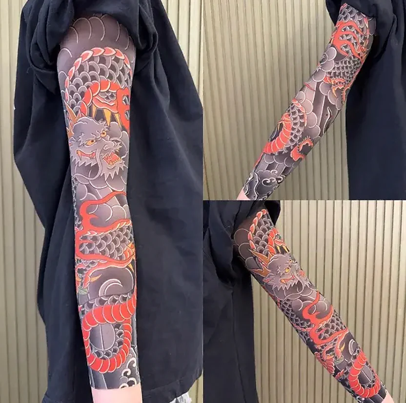 Ultra-clear Tattoo Sleeve Arm Cover Sun Protection High Elasticity Seamless Ice Sleeve UV Protection Quick-drying Arm Protection