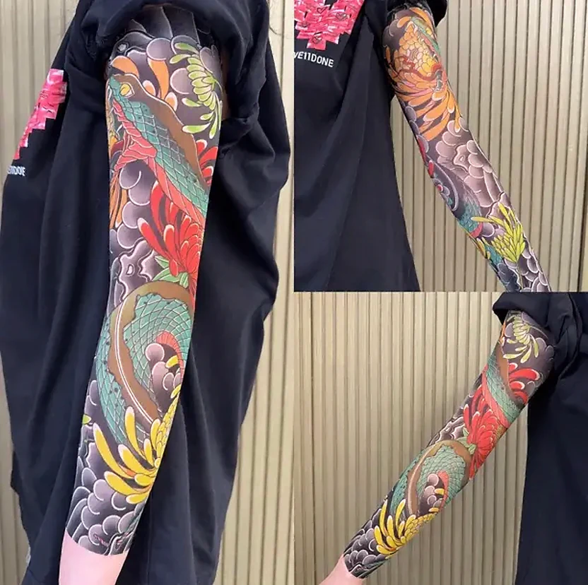 Ultra-clear Tattoo Sleeve Arm Cover Sun Protection High Elasticity Seamless Ice Sleeve UV Protection Quick-drying Arm Protection